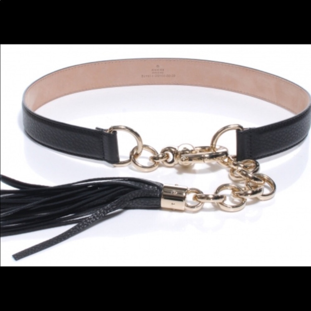 Rare! EUC! Guccii Leather and Chain Tassel Belt!